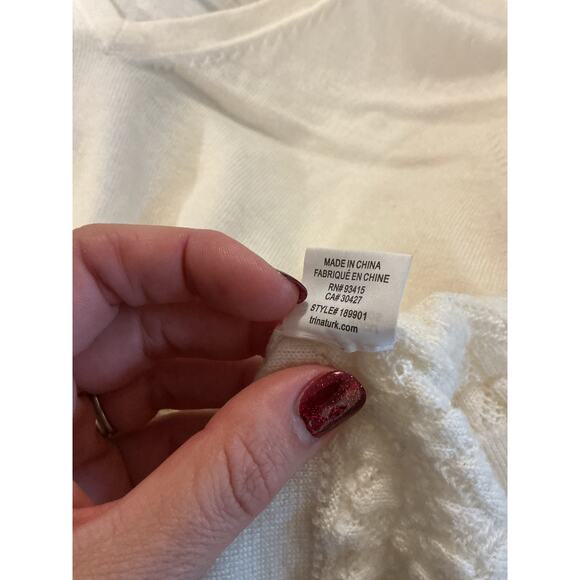 Trina Turk Womens V-Neck Merino Wool Sweater Size S Off White Fringe Resort Boho - Picture 7 of 7